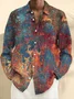Royaura® Gradient Texture Print Men's Button Pocket Long Sleeve Shirt  Big & Tall