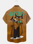 Royaura® Geometric Cat Print Men's Button Pocket Short-Sleeve Shirt Big & Tall