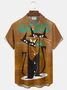 Royaura® Geometric Cat Print Men's Button Pocket Short-Sleeve Shirt Big & Tall