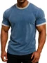 Royaura® Retro Basic Solid Color Washed Print Men's Color Block Crew Neck T-Shirt Big & Tall