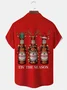 Royaura® Christmas Beer Print Men's Button Pocket Short-Sleeve Shirt Big & Tall
