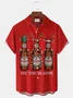 Royaura® Christmas Beer Print Men's Button Pocket Short-Sleeve Shirt Big & Tall