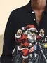 Royaura® Christmas Santa Claus Riding A Motorcycle Print Men's Button-Down Pocket Long-Sleeved Shirt Big & Tall
