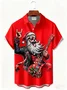 Royaura® Santa Claus Guitar Print Men's Button Pocket Short-Sleeve Shirt Big & Tall