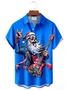 Royaura® Santa Claus Guitar Print Men's Button Pocket Short-Sleeve Shirt Big & Tall