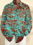 Royaura® Geometric Art Print Men's Button Pocket Hawaiian Long-Sleeve Shirt Big & Tall