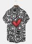 Royaura® Geometric Heart Print Men's Short-Sleeve Hawaiian Shirt with Button Pockets for Valentine's Day Big & Tall