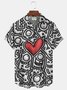 Royaura® Geometric Heart Print Men's Short-Sleeve Hawaiian Shirt with Button Pockets for Valentine's Day Big & Tall