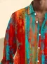 Royaura® Gradient Print Men's Button Pocket Hawaiian Long-Sleeve Shirt Big & Tall
