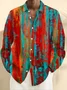 Royaura® Gradient Print Men's Button Pocket Hawaiian Long-Sleeve Shirt Big & Tall