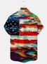 Royaura® Retro Art Oil Painting Flag Print Men's Button Pocket Short-Sleeve Hawaiian Shirt Big & Tall