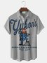 Royaura® Retro Holiday Christmas Cartoon Print Men's Button Pocket Short Sleeve Shirt Big & Tall