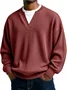 Royaura® Ribbed Striped Men's Crew Neck V-Neck Long Sleeve T-Shirt Big & Tall