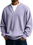 Royaura® Ribbed Striped Men's Crew Neck V-Neck Long Sleeve T-Shirt Big & Tall