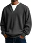 Royaura® Ribbed Striped Men's Crew Neck V-Neck Long Sleeve T-Shirt Big & Tall