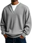 Royaura® Ribbed Striped Men's Crew Neck V-Neck Long Sleeve T-Shirt Big & Tall