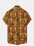 Royaura® Retro TIKI Art Print Men's Button Pocket Hawaiian Short-Sleeve Shirt Big & Tall