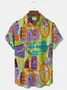 Royaura® Retro TIKI Art Print Men's Button Pocket Hawaiian Short-Sleeve Shirt Big & Tall