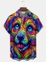 Royaura® Gradient Art Dog Print Men's Button Pocket Short-Sleeve Hawaiian Shirt Big & Tall