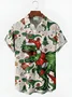 Royaura® Retro Holiday Christmas Dinosaur Print Men's Button Pocket Short Sleeve Shirt Big & Tall