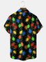 Royaura® Retro Holiday Christmas Multicolor Lights Print Men's Button Pocket Short Sleeve Shirt Big & Tall