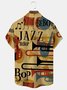 Royaura® Retro Jazz Music Print Men's Button Hawaiian Shirt Big & Tall