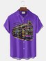 Royaura® Mardi Gras Car Print Men's Button-Down Short-Sleeve Hawaiian Shirt Big & Tall