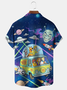 Royaura® Men's Vintage Interstellar Friends Adventure Print Retro Short Sleeve Button Down Shirt Big & Tall