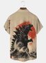 Royaura® Retro Japanese Monster Print Men's Button-Down Short-Sleeve Hawaiian Shirt Big & Tall