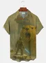 Royaura® Men's Groundhog Day Lightsaber Machine Groundhog Print Retro Short Sleeve Button Down Big & Tall