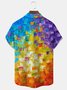 Royaura® Retro Gradient Art Geometric Print Men's Button-Down Short-Sleeve Hawaiian Shirt Big & Tall