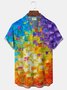 Royaura® Retro Gradient Art Geometric Print Men's Button-Down Short-Sleeve Hawaiian Shirt Big & Tall