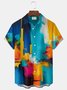 Royaura® Retro Gradient Art Geometric Print Men's Button-Down Short-Sleeve Hawaiian Shirt Big & Tall
