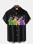 Royaura® Mardi Gras Print Men's Button-Down Short-Sleeve Holiday Hawaiian Shirt Big & Tall