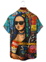 Royaura® Men's Vintage Funny Smile Graffiti Print Retro Short Sleeve Shirt Big & Tall