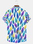 Royaura® Men's Mardi Gras Flying Feathers Print Retro Short Sleeve Button Down Big & Tall