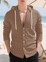 Royaura® Retro Striped Print Men's Button-Down Long-Sleeve Hawaiian Hooded Shirt Big & Tall