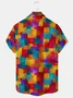 Royaura® Retro Gradient Art Geometric Print Men's Button-Down Short-Sleeve Hawaiian Shirt Big & Tall
