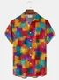 Royaura® Retro Gradient Art Geometric Print Men's Button-Down Short-Sleeve Hawaiian Shirt Big & Tall