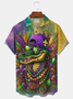 Royaura® Men's Mardi Gras Gang Crocodile Print Retro Short Sleeve Shirt Big & Tal