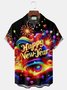 Royaura® Holiday Season, Happy New Year! Printed Men's Button-Down Short-Sleeve Holiday Shirt Big & Tall