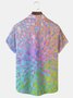 Royaura® Retro Gradient Geometric Print Men's Button-Down Short-Sleeved Hawaiian Shirt Big & Tall