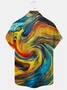 Royaura® Retro Gradient Art Print Men's Button-Down Short-Sleeved Hawaiian Shirt Big & Tall