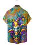 Royaura® Men's Mardi Gras Carnival Clown Print Retro Short Sleeve Shirt Big & Tal