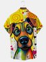 Royaura® Retro Art Dog - Artistic Print Men's Button-Down Short-Sleeve Hawaiian Shirt Big & Tall