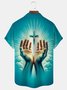 Royaura® Retro Faith Jesus Gradient Print Men's Button-Down Short-Sleeve Hawaiian Shirt Big & Tall
