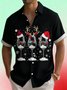 Royaura® Mens Christmas shirts Red wine Christmas Hat Print Men's Button Pocket Short-Sleeved Hawaiian shirt Holiday shirts men Big & Tall