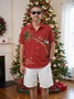 Royaura Men's Elk Coconut Tree Print Short Sleeve Christmas Hawaiian Shirt