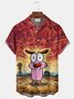 Royaura® Retro Cartoon Art Print Men's Button Pocket Short-Sleeve Holiday Shirt Big & Tall