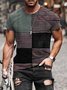 Men's stitching printed short-sleeved street style T-shirt
